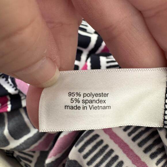 Lane Bryant Shirt Womens 14/16 Pink Black White Stripe Tie Hem Long Sleeve Top - Picture 6 of 12